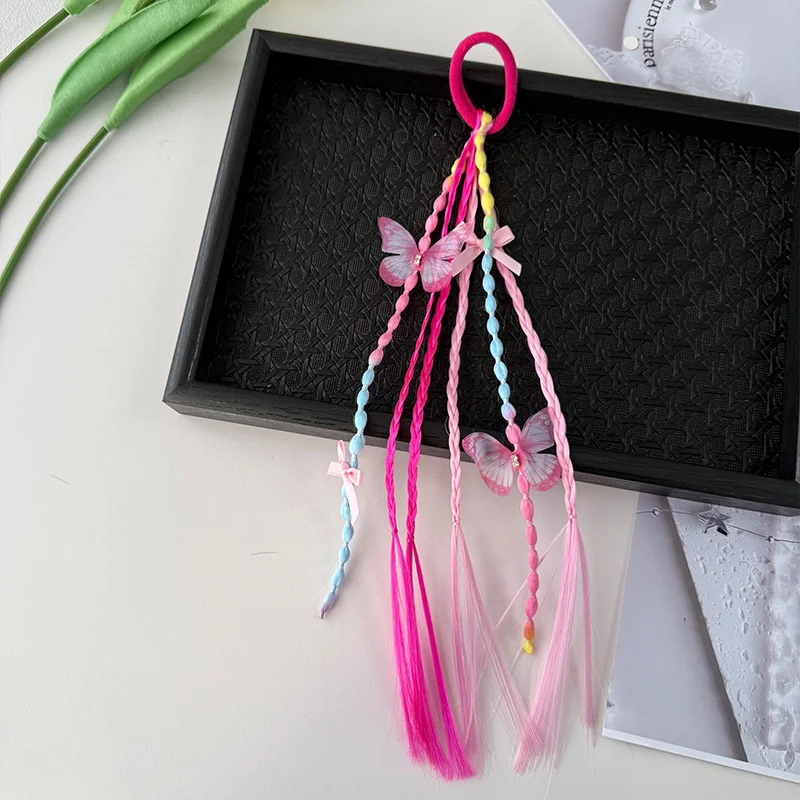 Charming Braided Wig Ponytail Headband with Rubber Hair Bands - Kids' Hair Accessory Ornament