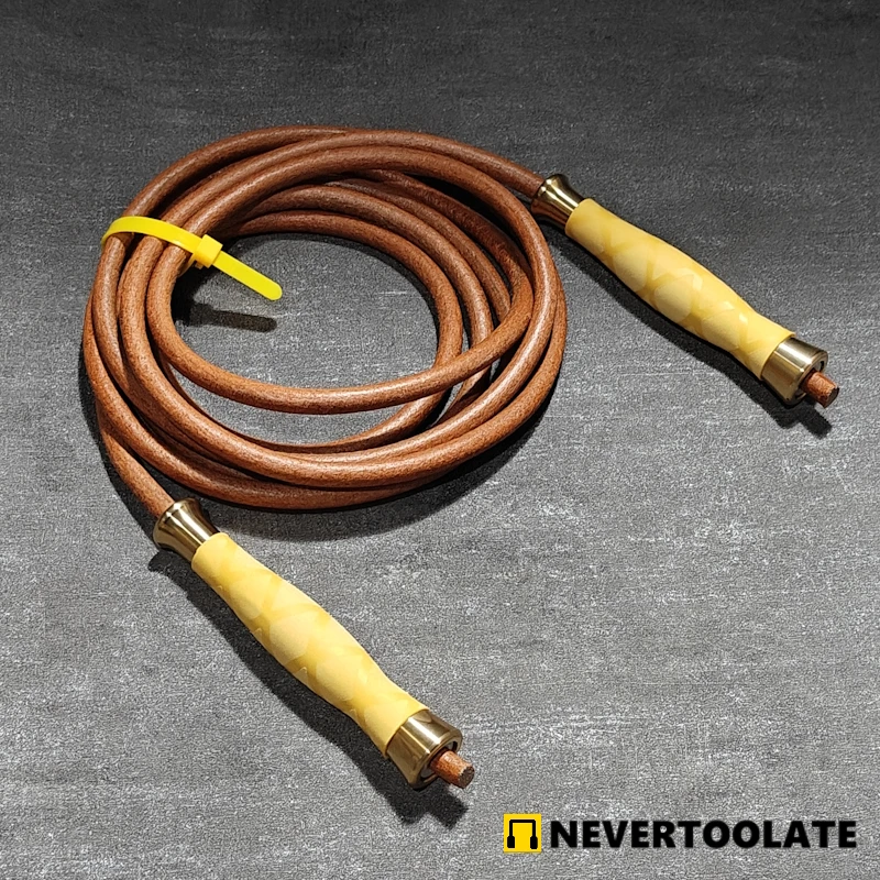 COPPER brass HANDLE (215GRAMS PER) 9 mm thick leather rope 620 gram (1.37 lbs) Weight heavy jump skip rope fitness lose weight