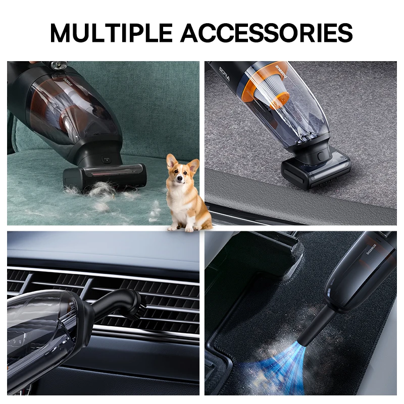 Baseus AP02 Wireless Car Vacuum Cleaner for Pet Hair Motorized Roller Brush  Cordless Portable Auto Vehicle Vacuum With LED Light - AliExpress