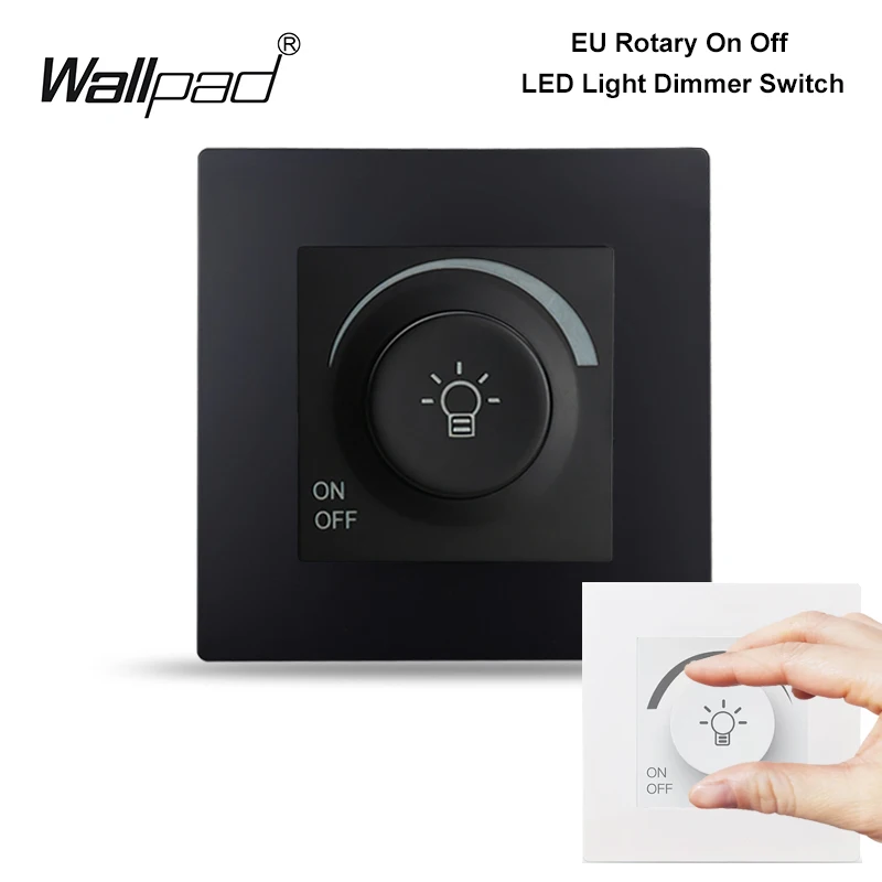 EU Wallpad ไฟ LED สวิตช์หรี่ไฟลูกบิดหมุนปรับความสว่าง Controller กรอบพลาสติกสําหรับหลอดไฟ LED 1