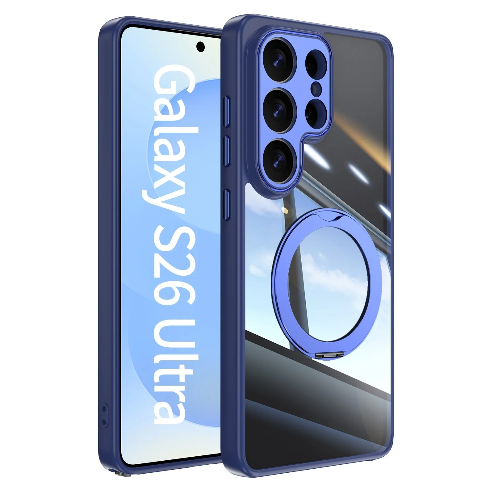 360° Rotating Magnetic Bracket Shockproof Phone Case with Clear Mount