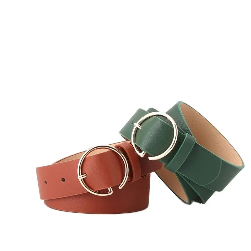 

Модный повседневный женский ремень Eleagnt с металлической кнопкой и круглой пряжкой, украшение для джинсов, милый пояс из искусственной кожи, 2022