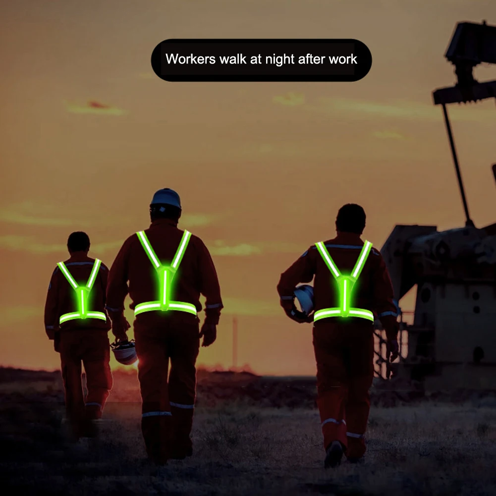 LED 러닝 조끼 USB 충전식 반사 야간 작업 보안 조끼 높은 가시성 야간 달리기 승마 의류 탄성 밴드