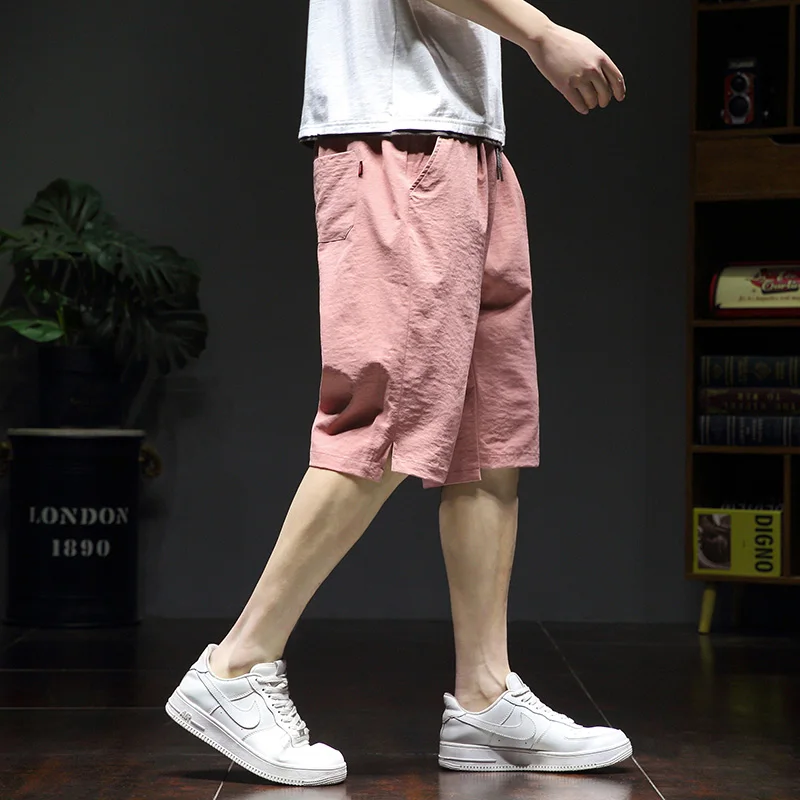 Sports Stylish Printed Casual Shorts Summer Korean Loose Straight Men's Clothing All-match Youthful Vitality Elastic Knee Pants