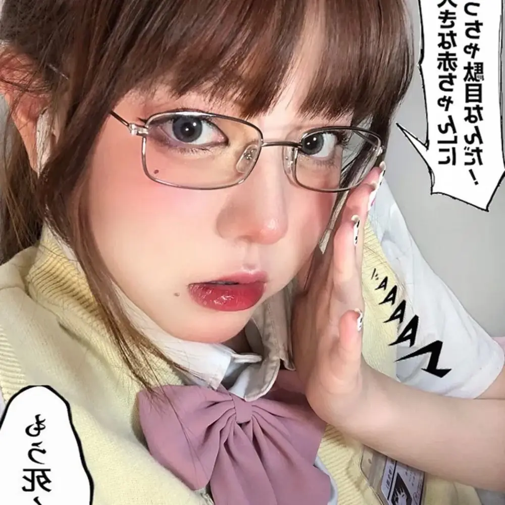 

Japanese Harajuku Glasses Frame Women No Makeup Fashion Anti-blue Glasses Men Contrasting Cute Decorative Glasses Vintage