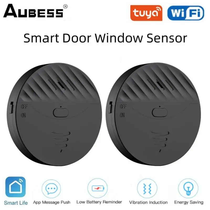 

Tuya WiFi Smart Door Window Sensor Alarm Vibration Detector Smart Home 130dB Alarm Sound Remote Notification Security Protection