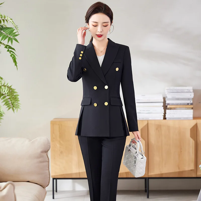 High Quality Caramel Color Suit Female High-end Professional Fashion Temperament Elegant Hotel Manager Formal  Suits Work Jacket