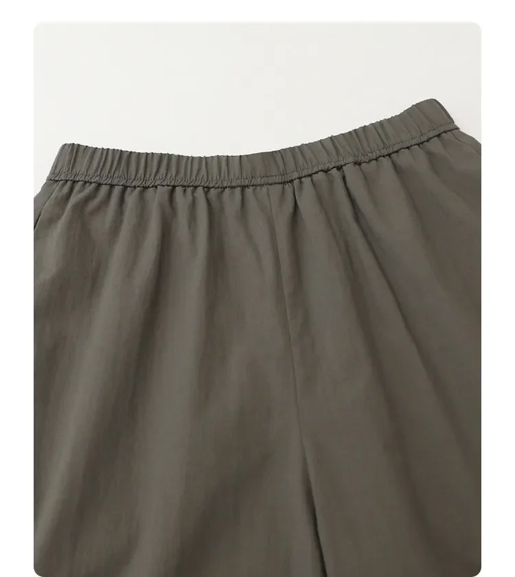 Wijde broek voor dames effen met elastische taille lounge broek_voghion.com