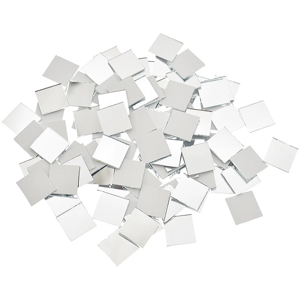 1 Inch Small Glass Square Craft Mirrors Bulk 100 Pieces Mosaic Tiles -  Adhesive Fastener Tape - AliExpress