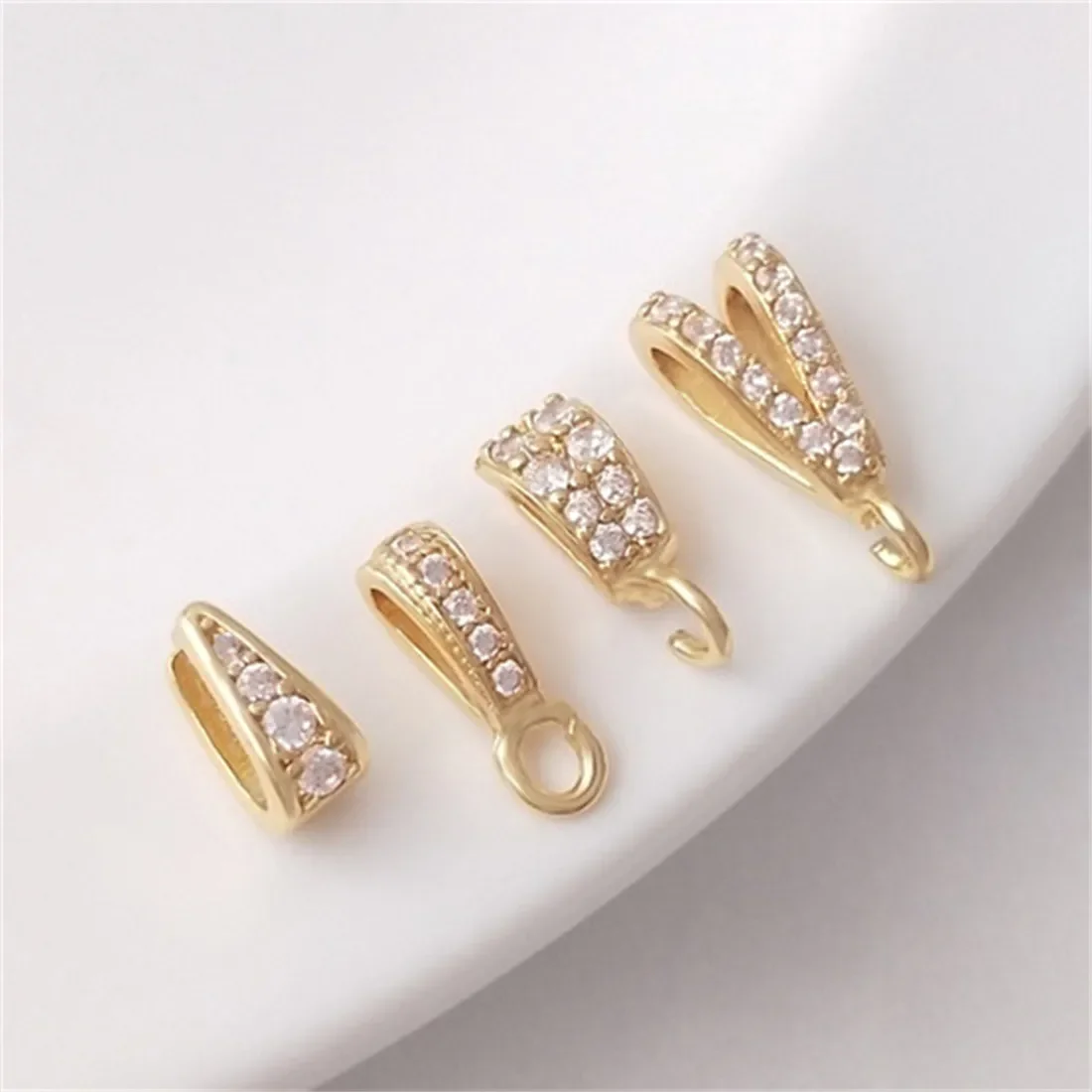 

14K Gold Filled Gold Zircon Melon Seed Buckle Pendant Holder Handmade DIY Necklace Hanging Buckle Clip Jewelry Accessories C053