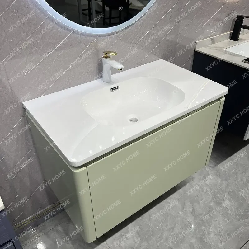 Oak Bathroom Cabinet Modern Minimalist Washstand Bathroom Hand Washing Washbasin Cabinet Smart Mirror