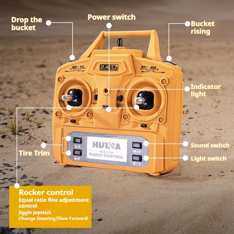 Huina New 1536 1/14 RC 12CH Alloy Electric 8-Wheel Heavy duty Construction Vehicle Remote Controlled Car Model Adult Boy Toy 5