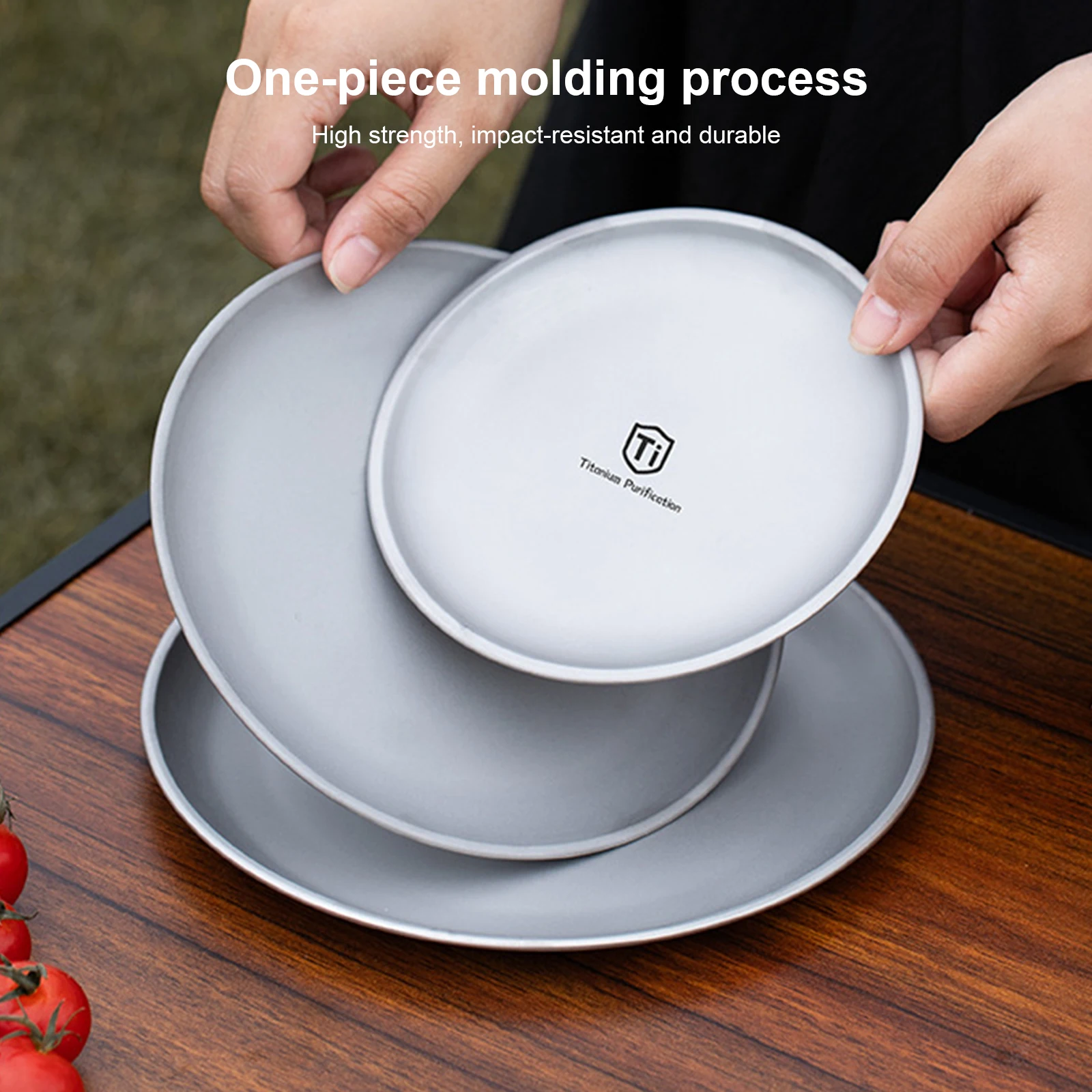 Camping Tableware Titanium Ultralight Portable Outdoor Camping Round Plate Fruit Salad Dinner Dishes Tableware For Picnic