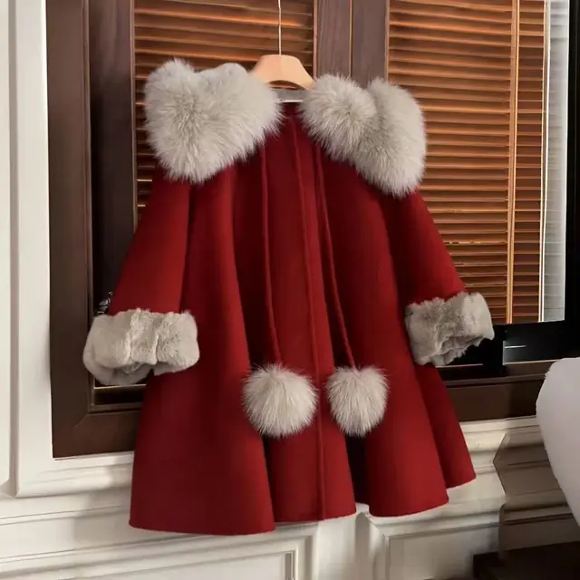 Giacca Invernale Bambina Con Pelliccia - Cappotto Caldo E Morbido Per Neonata E Ragazza 1-6 Anni - Foto 5