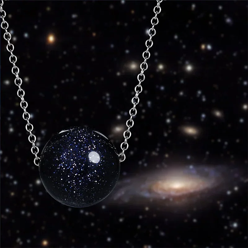 925 Sterling Silver Blue Sandstone Pendant Necklace for Women
