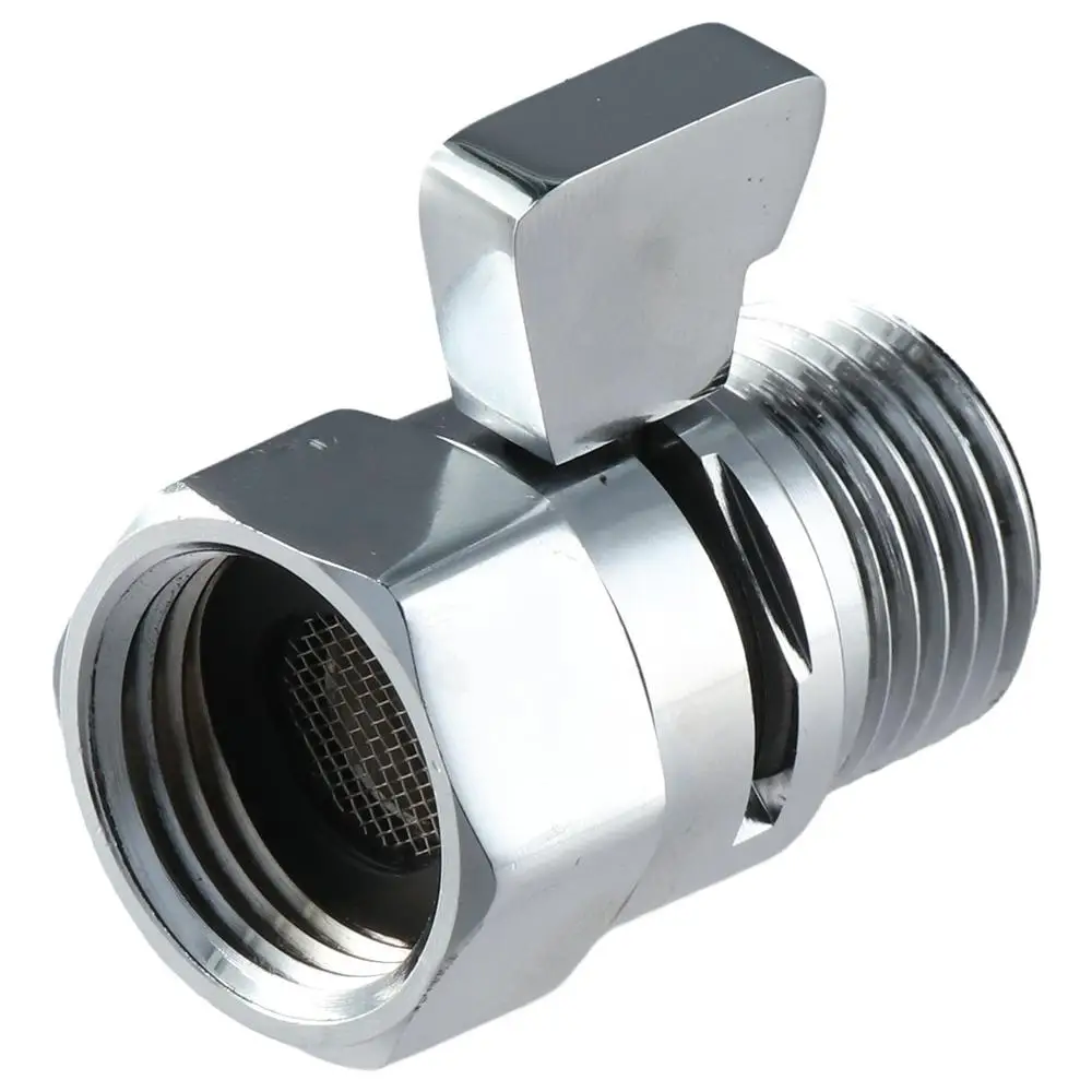 

Brass Shutoff Valve Durable Sliver Water Flow Switch Connector Bathroom