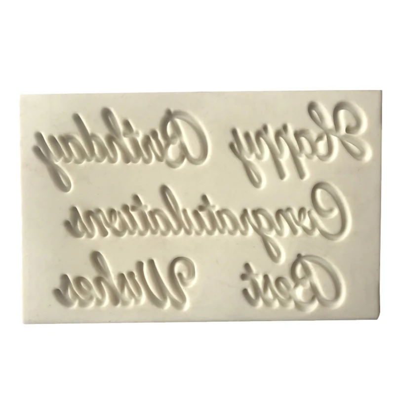1 Pcs Chocolate Mould Cake Decorating Tools Blessing Letters Happy Birthday Best Wishes Congratulations Silicone Fondant Molds