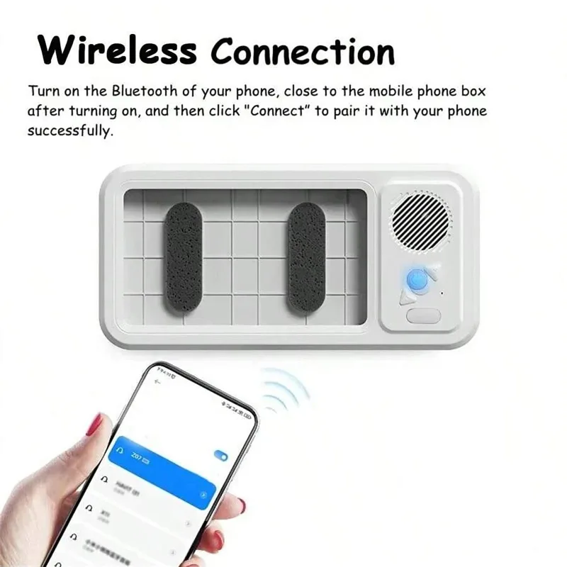 Shower Phone Holder with Bluetooth Speaker IPX4 Waterproof Anti-Fog Touch Screen Wall Mount Phone Holder for Shower Bathroom