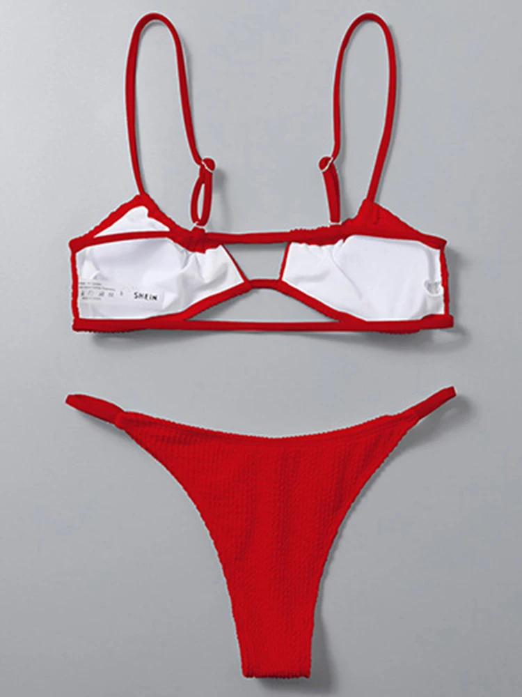 Micro Bikini Thong Women Swimsuit 2023 New Solid Sling Bikinis Set Sexy