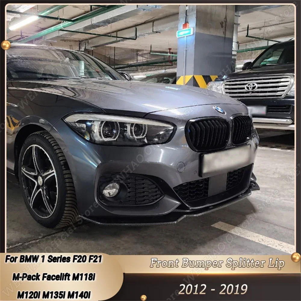 Auto Paraurti Anteriore Lip Splitter Spoiler Gloss Black/Carbon Look Per Bmw Serie 1 F20 F21 M-Pack M118I M120I M135I M140I 2012-2019