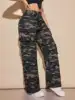 Women's Camo Cargo Pants High Waist Wide Leg Baggy Pants with Flat Pockets Casual Streetwear Jogger Military Pants 4