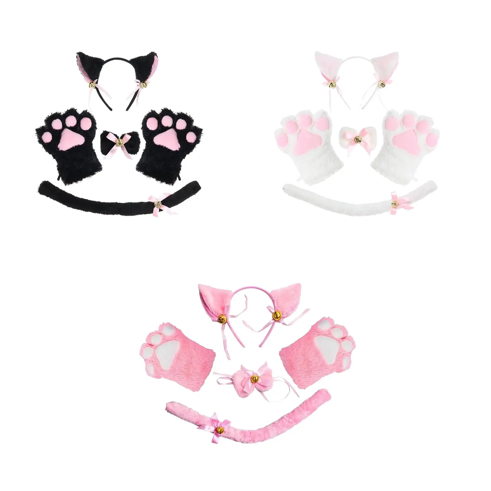 

cat Costume, Cosplay Accessories Kitten Headwear Ears Gloves Tail Headband Props Adults Fancy Dress Halloween Party Children