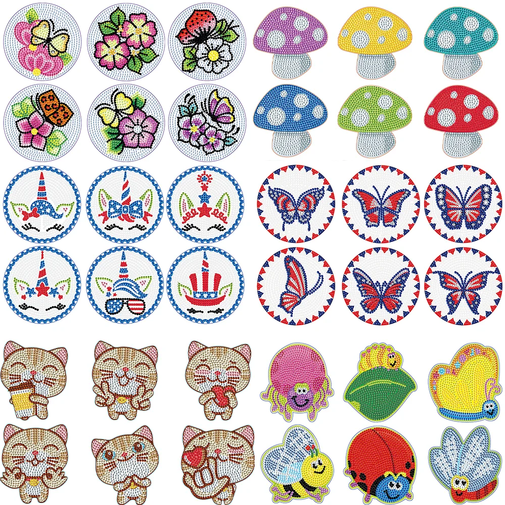 

5D DIY Алмазная окрашенная подставка мультяшная Бабочка коврик с поддержкой подставки изоляционный коврик для взрослых и детей домашний Декор подарок