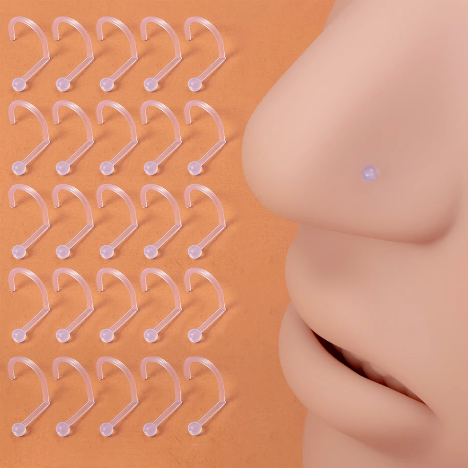 D.Bella Piercing Naso Trasparente 18G/20G | Bioflex Ipoallergenico | Retainer Flessibile | Confezione Da 20 Pezzi - Foto 14