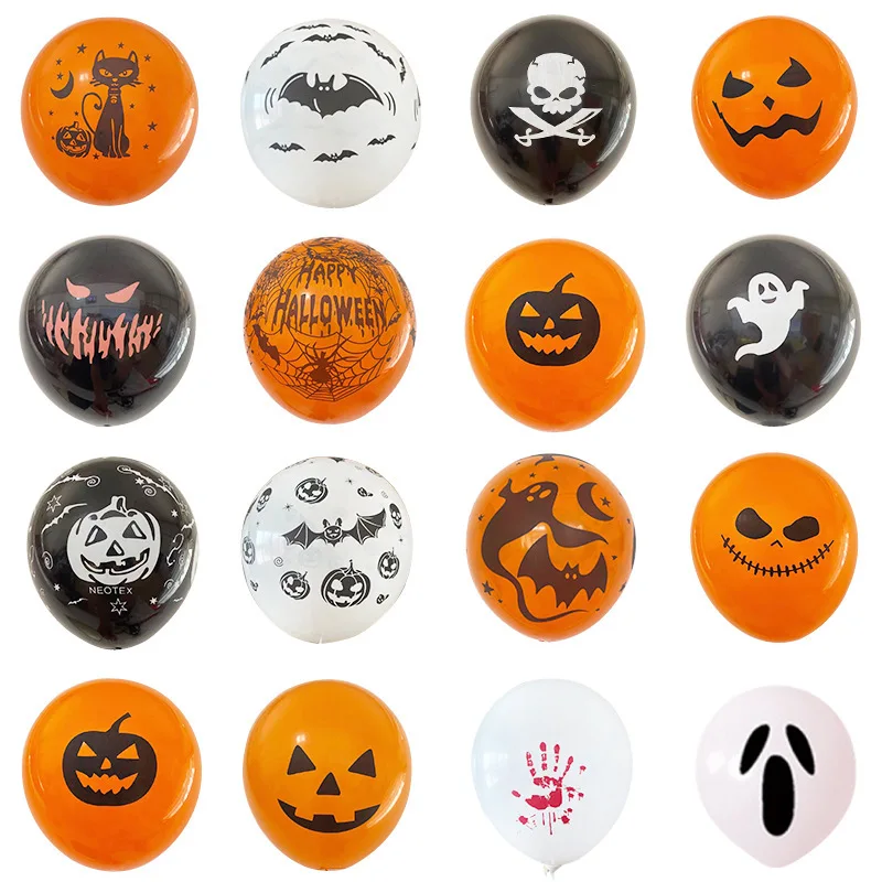 

100pcs Halloween Decorated Skull Balloon Latex Balloon Party Decorative Set Halloween Party Decoration Supplies