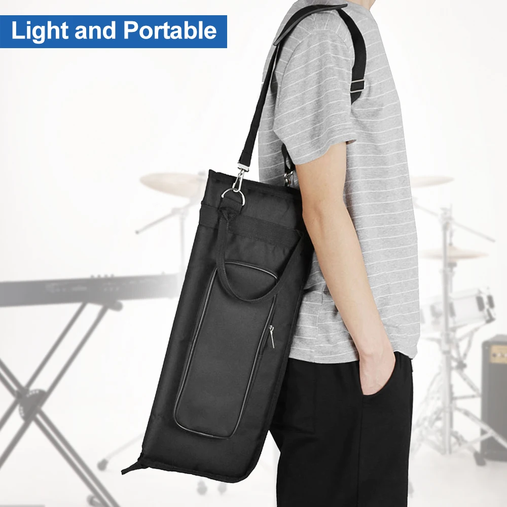600D Drum Sticks Gig Bag Oxford Cloth Drumstick Bag Handy Strap Gripped Handle Pocket 5mm Cotton Padded Water-resistant drumstick bag