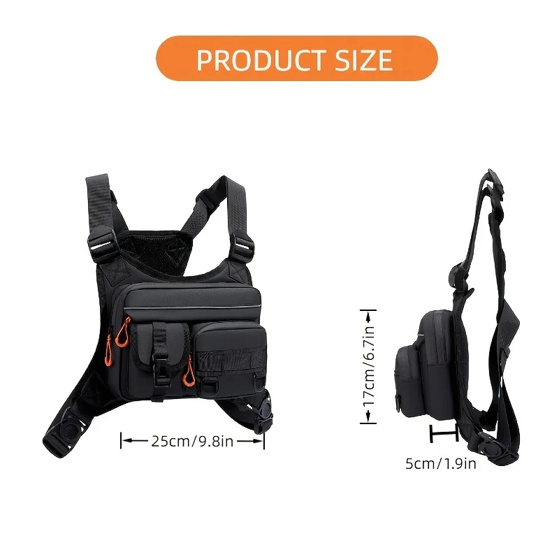 Borsa da petto da uomo e borsa da moto, borsa tattica resistente e leggera, gilet per corsa ed escursioni - immagine 6