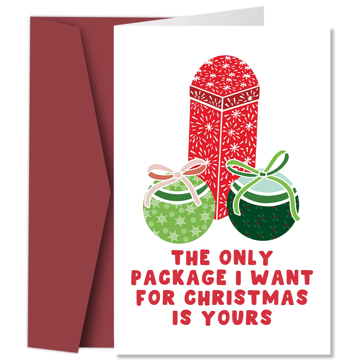 Funny Christmas Cards,The Only Package I Want for Christmas Is Yours,Romantic Holiday Gifts for Him Her,Christmas Greeting Card
