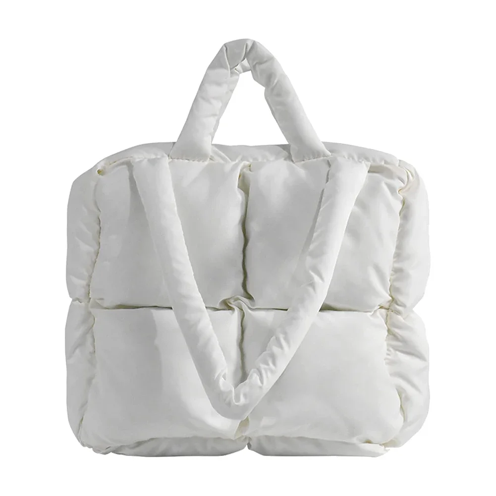 

Women Retro Checkered Quilted Shoulder Bag Solid Color Winter Soft Handbags Soft Tote Handbags