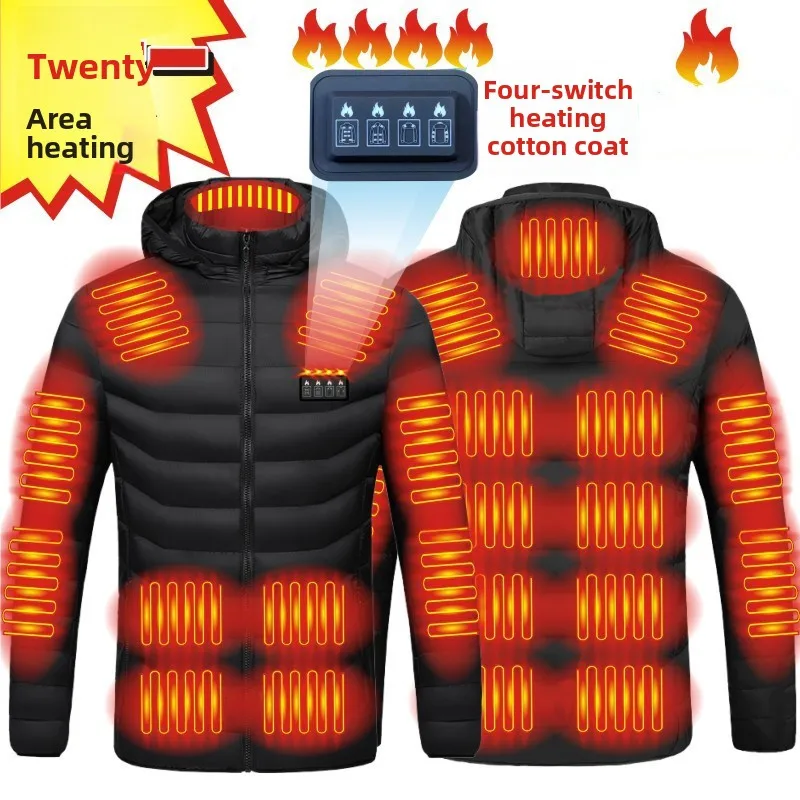 COMXZ 2025 Winter Heated Down Jacket Unisex USB Charging Thermal Coat 21 Zone Insulated Outdoor Mountaineering Hiking Snow Parka