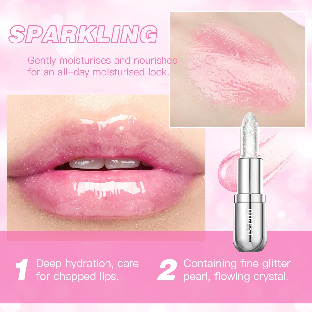 Glitter Lipstick Lip Balm Color Change Transparent Moisturizing Crystal Jelly Pearlescent Lip Plumper Gloss Tint Cosmetic