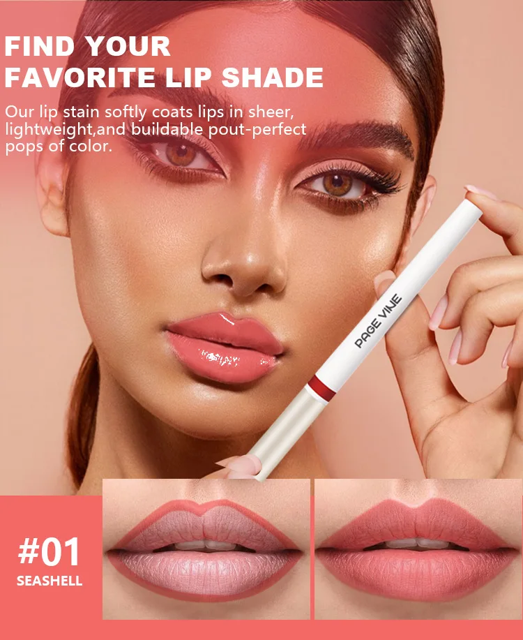 Matita per Labbra Lunga Durata, Strumento Cosmetico per Labbra, Opaca e Morbida, 2-in-1, Asciugatura Rapida, Anti-sbavatura, Penna Rossetto Naturale - immagine 4