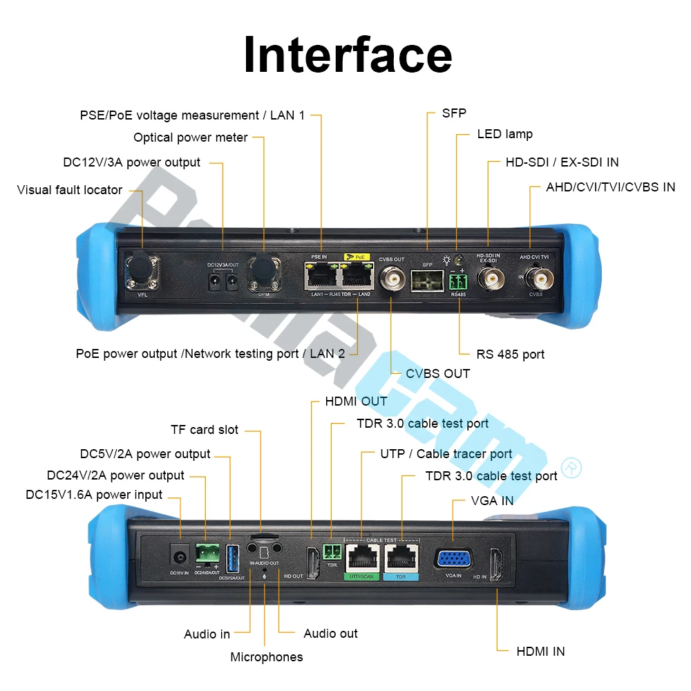 Tester per telecamera IP touch IPS da 7 pollici, tester CCTV 8K IP H.265/8MP AHD TVI CVI con 90W PoE++, controllo PTZ, test cavo TDR UTP/RJ45 - immagine 5
