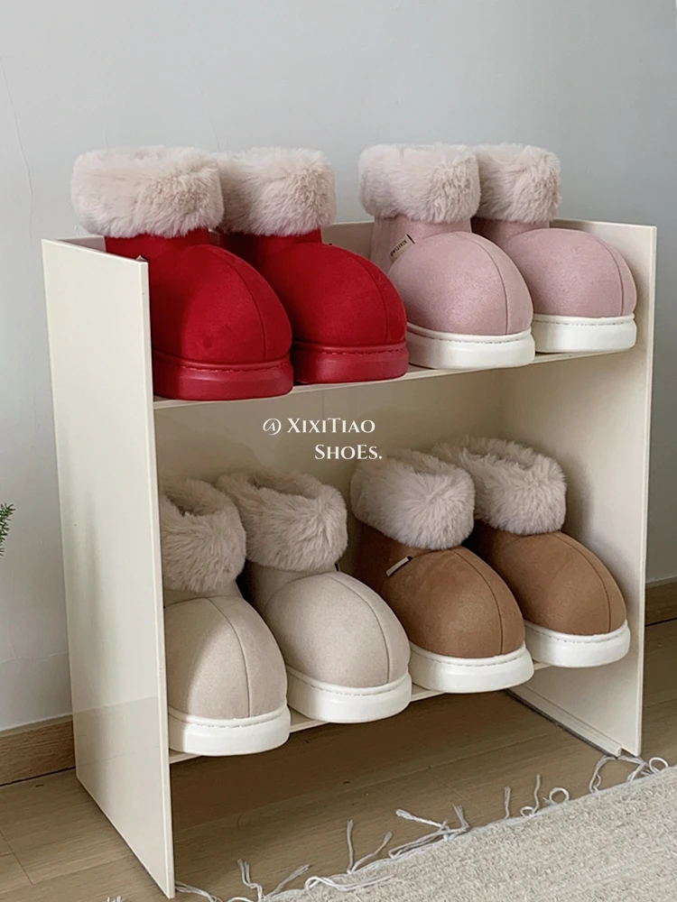 Parent-child Warm Plush Thick Snow Boots For Women's Man Ankle Boots Outerwear Versatile New Winter Cotton Household Shoes