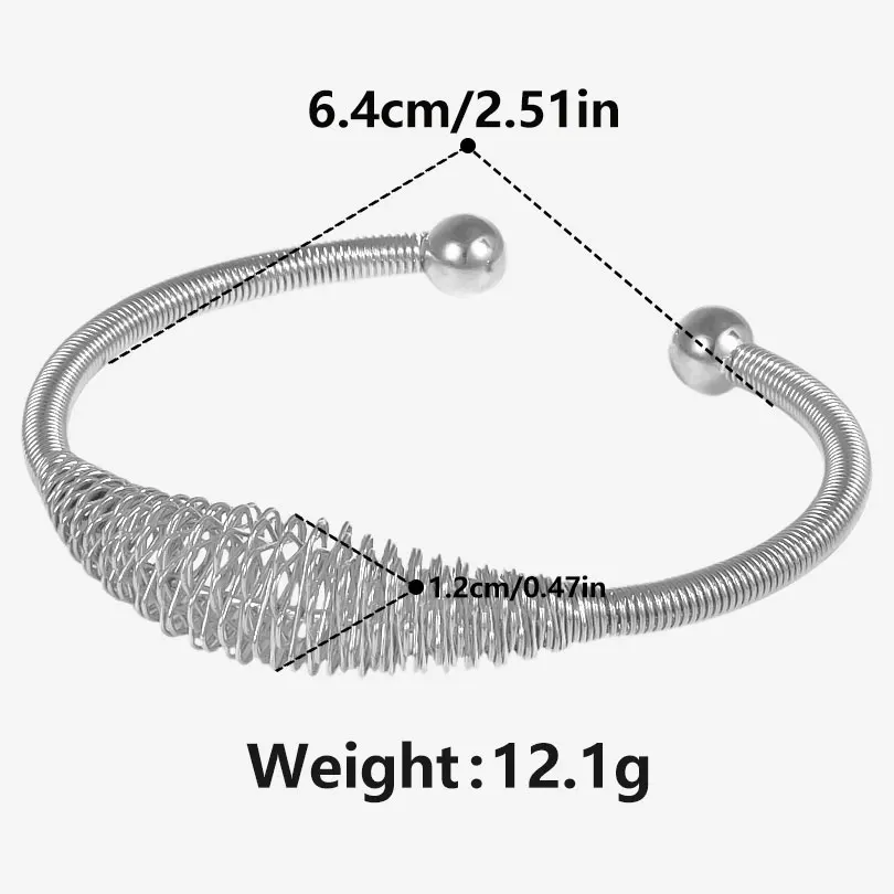 New Fashion Bracelet Bangles Stainless Steel Wire Braided Wave Style with Beads Opening Cuff Bangle Bracelet Women Jewelry Gifts 6