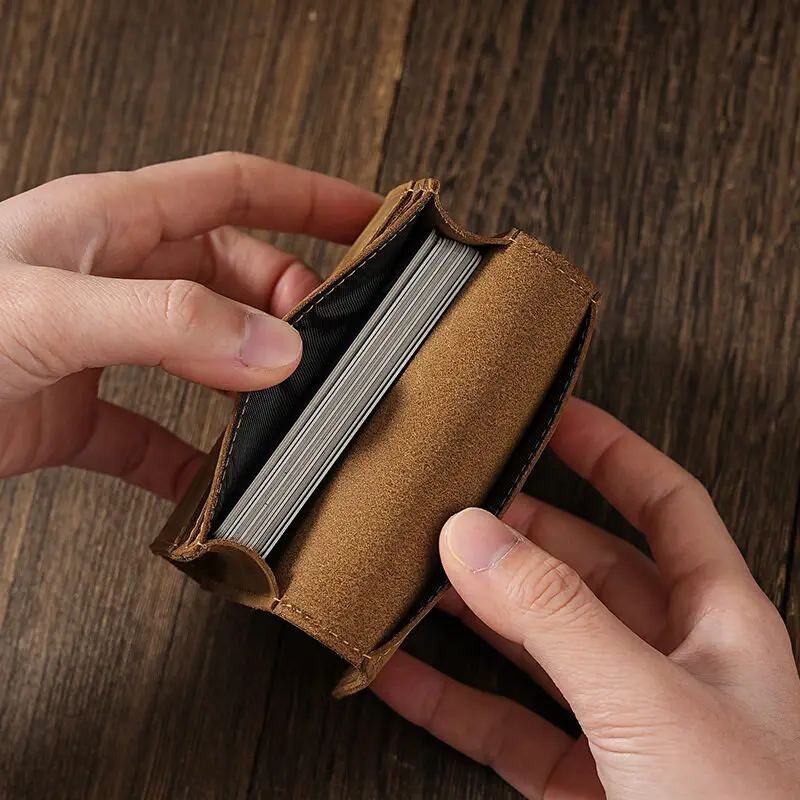 Vintage Crazy Horse Leather Credit Card Holder Wallet Mens Real Cowhide Slim ID VIP Business Cards Small Change Coins Purses Wallet Card Holder Leather Wallet Coin Purse Wallet Credit Card Wallet Credit Card Holder Card Holder Card Wallet Business Card Holder Id Card Holder Document Card Wallet Wallet Card Bag