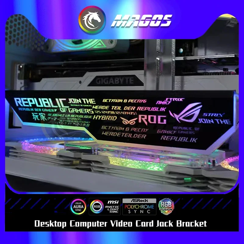 Customzable Suporte Mod Gpu 4090 3090 Placa de Vídeo Jack Bracket Suporte 5v 3pin Argb Sync 3080 3070 Decoração do Gabinete Gamer