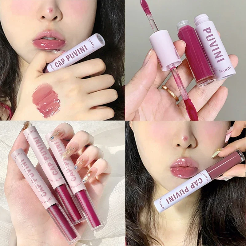 Lip Makeup Lip Gloss Lip Tint 2 IN 1 Mirror Lip Gloss Lipstick Set