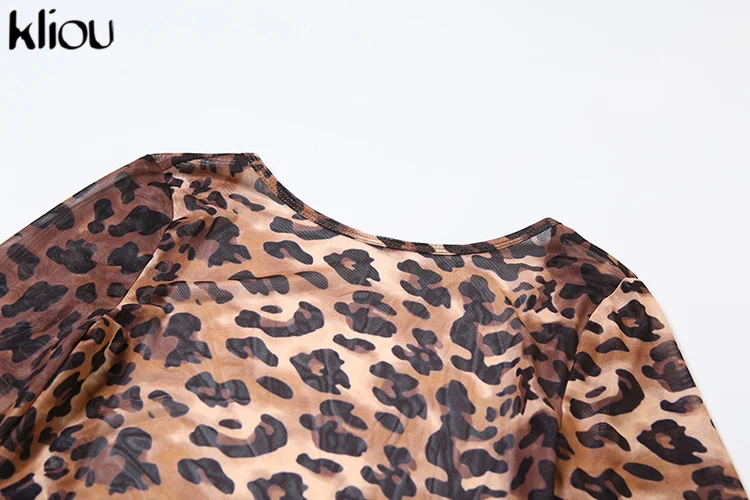 kliou Mesh Leopard Frauen Playsuits Sexy Hot Dünne Durchsichtig Backless Volle Hülse Körper-gestaltung Romers Weibliche Atemberaubende Clubwear – Detail 5