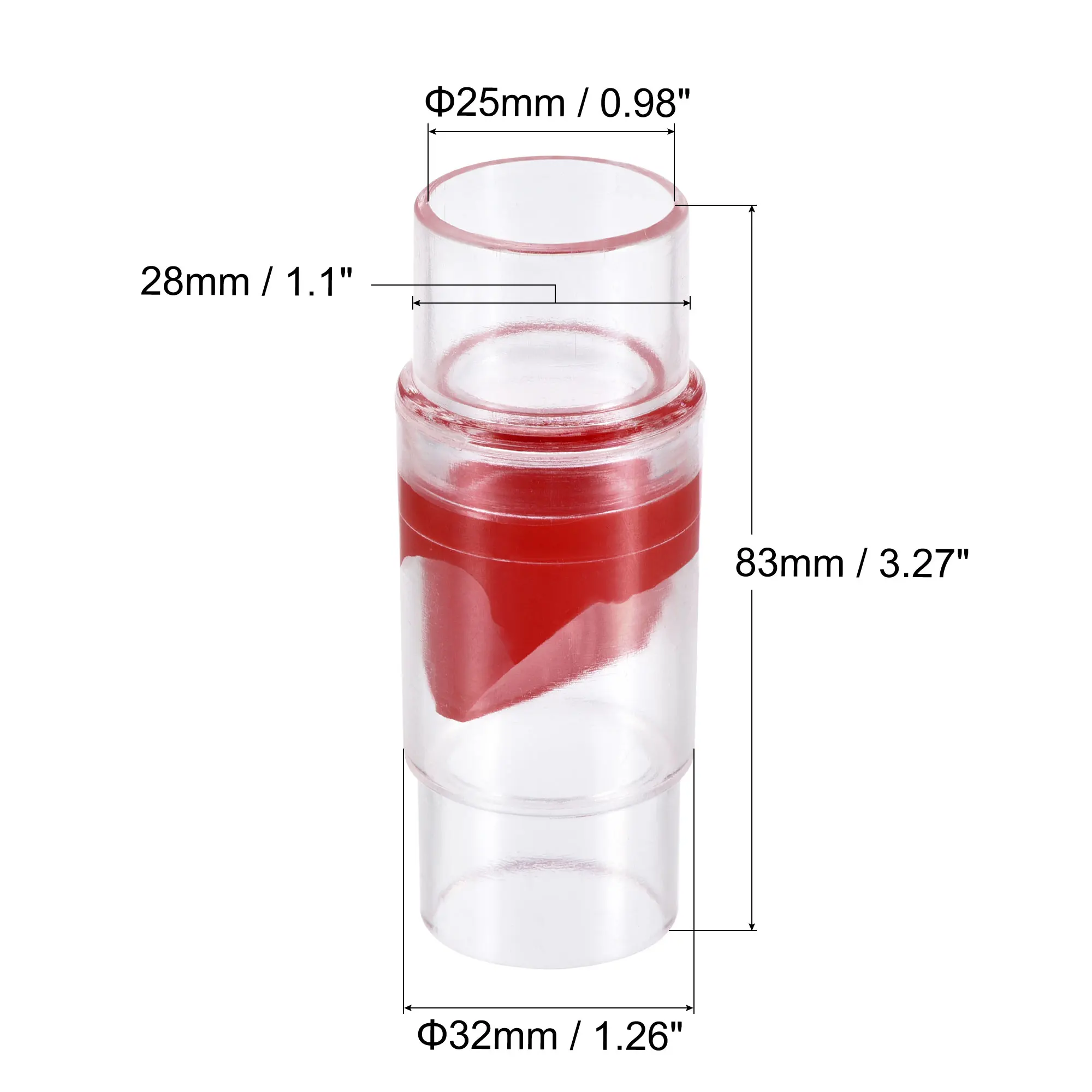 UXCELL 비 반환 편도 체크 밸브 20mm 28mm 직경 GPPS 플라스틱 편도 인라인 호스 커넥터 물 탱크 펌프 용 빨간색 투명