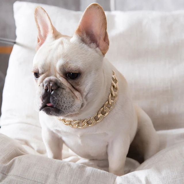 Luxury Dog Cuban Chain Gold Shining Rhinestones Collar Pitbull Necklace  Choker