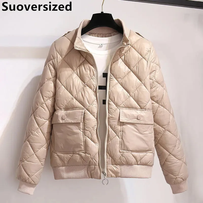 

Women's Winter Warm Thick Jacket Cotton Padded Short Outwear Streetwear Snow Wear Coat Korean New Solid Casual Loose Chaquetas