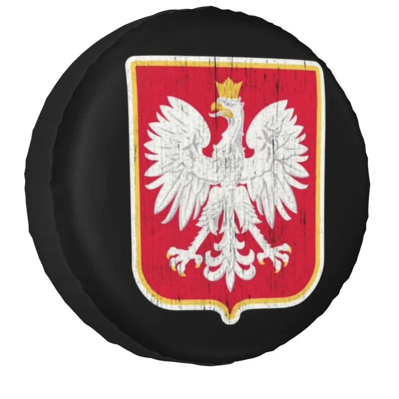 

Polska Polish Coat Of Arms Eagle Spare Tire Cover Bag Pouch for Suzuki Mitsubish Poland Flag Waterproof Car Wheel Covers