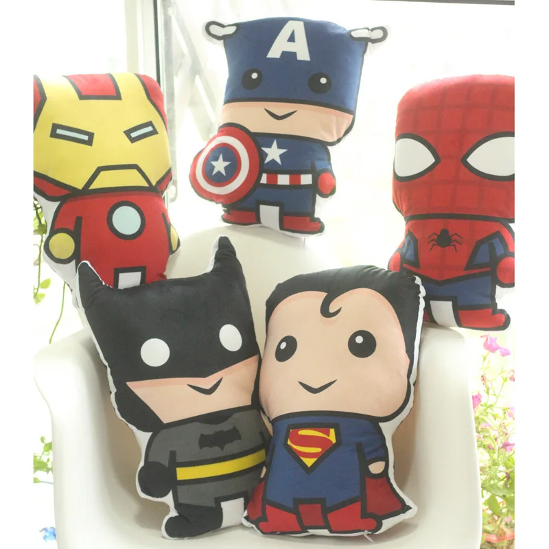 

40cm Avengers League Pillow Car Cushion Plush Toy Spider Man Iron Man Captain America Black Panther Doll Children's Gift