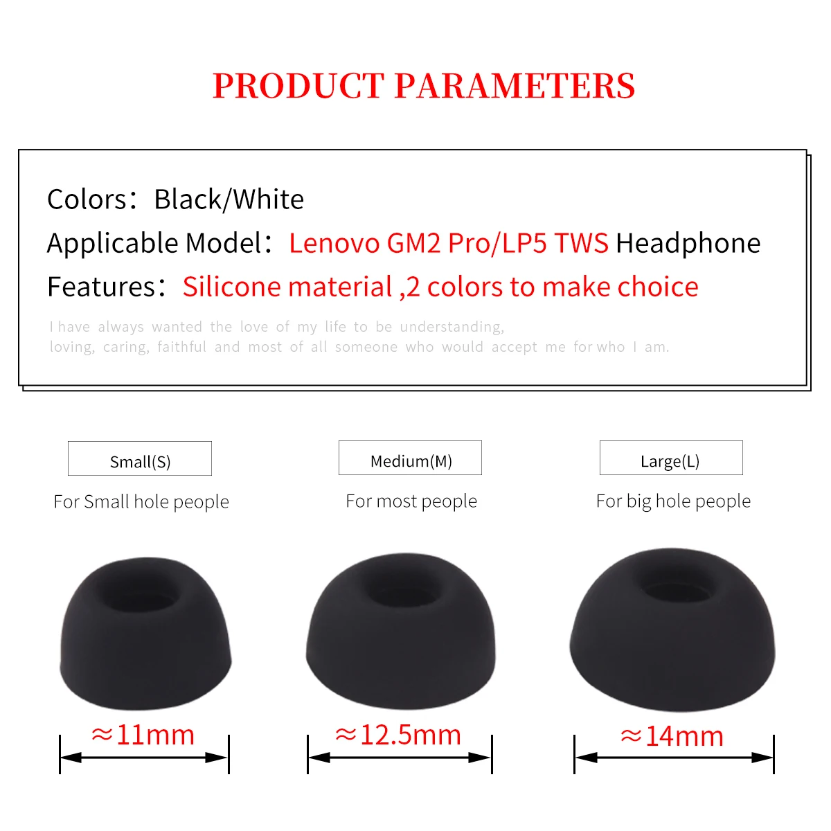 6Pcs Silicone Ear Tips for Lenovo GM2 Pro TWS Earbuds Eartips for LENOVO LP5 Ture Wireless Tips Oval Mouth Earplugs