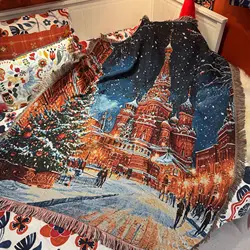 Festive Nutcracker Christmas Tree Throw Blanket - Soft & Cozy Holiday Decor Quilt - 130x160cm (Christmas square)
